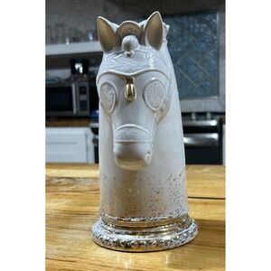 Anthropologie Vase Knight Horse Chess Piece Retired White Gold